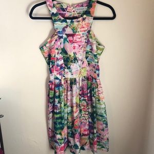 Neon geometric floral dress from Amanda U.